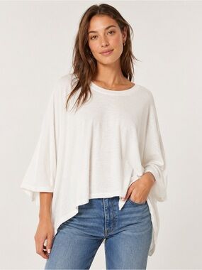 Aerie Women’s White Cotton Crop Top Dolman Batwing Sleeves Size Medium